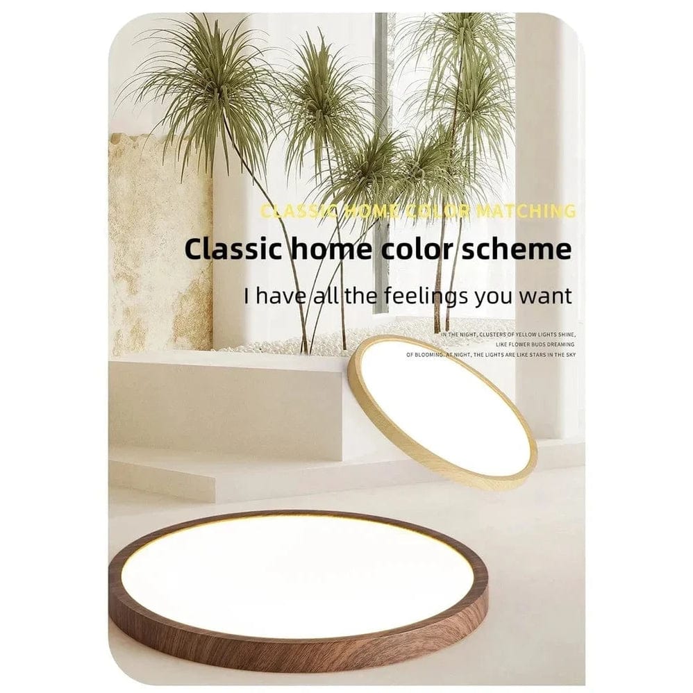Moderne Cirkulær Ultrathin Træ LED Loftlampe