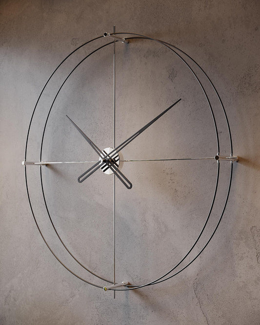 Moderne Stor Vægur med Brune Visere – Minimalistisk Vægur til Stuen 60x78 cm