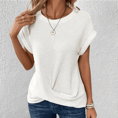 Image of Mona | Dame Twist Front Vaffelstrikket Top