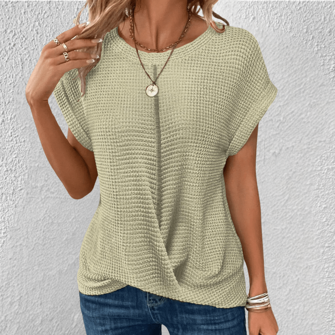 Image of Mona | Dame Twist Front Vaffelstrikket Top