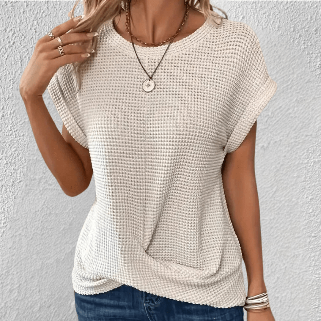 Image of Mona | Dame Twist Front Vaffelstrikket Top