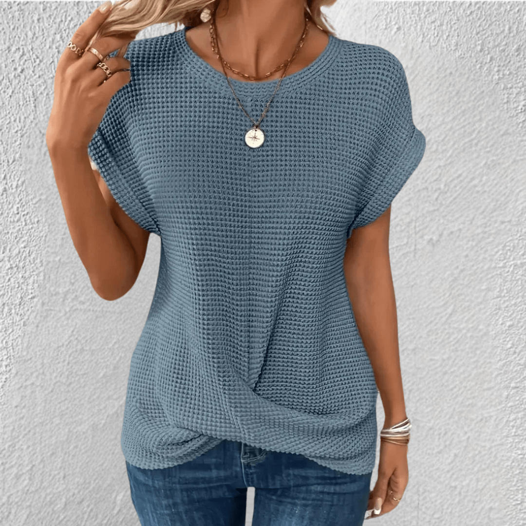 Image of Mona | Dame Twist Front Vaffelstrikket Top