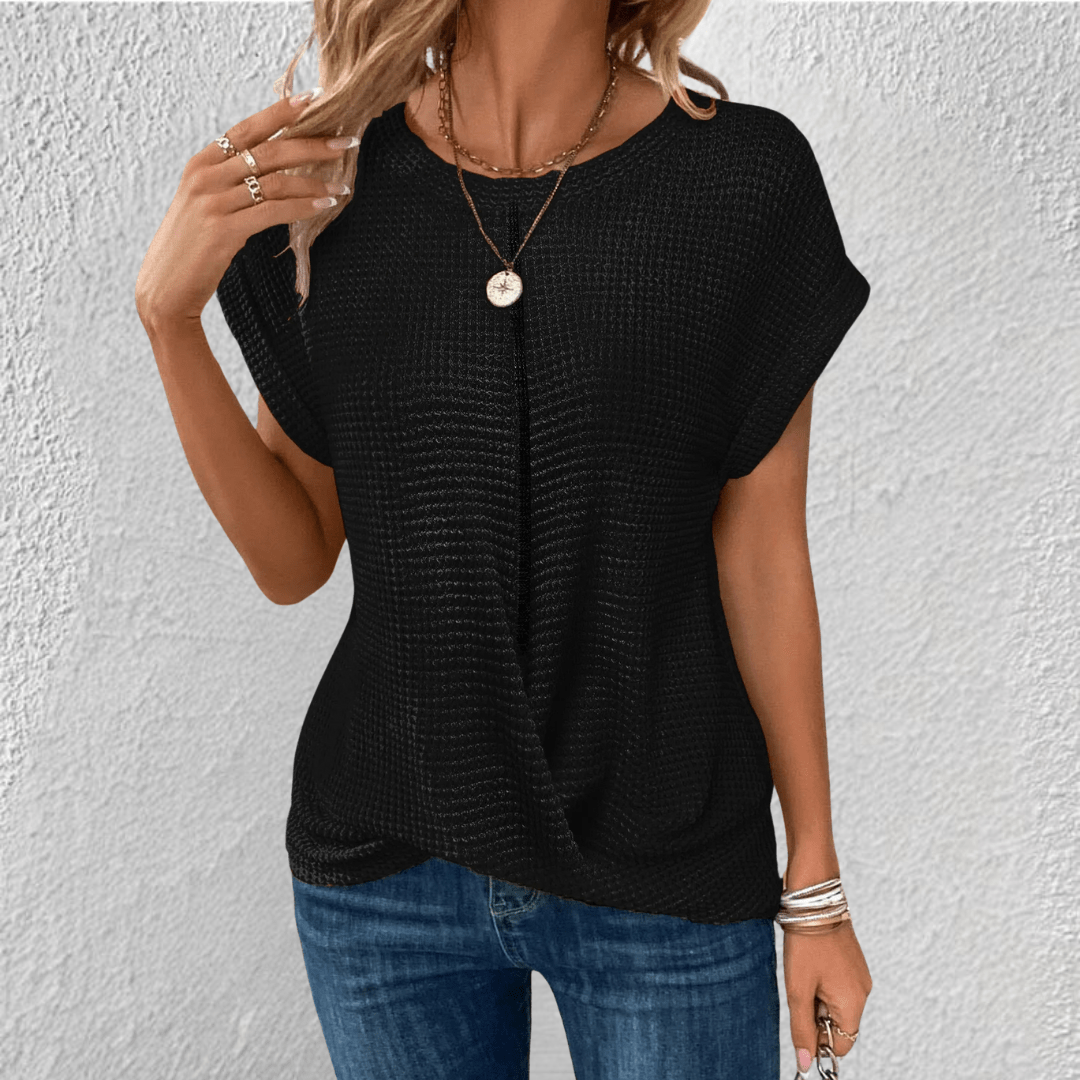 Image of Mona | Dame Twist Front Vaffelstrikket Top
