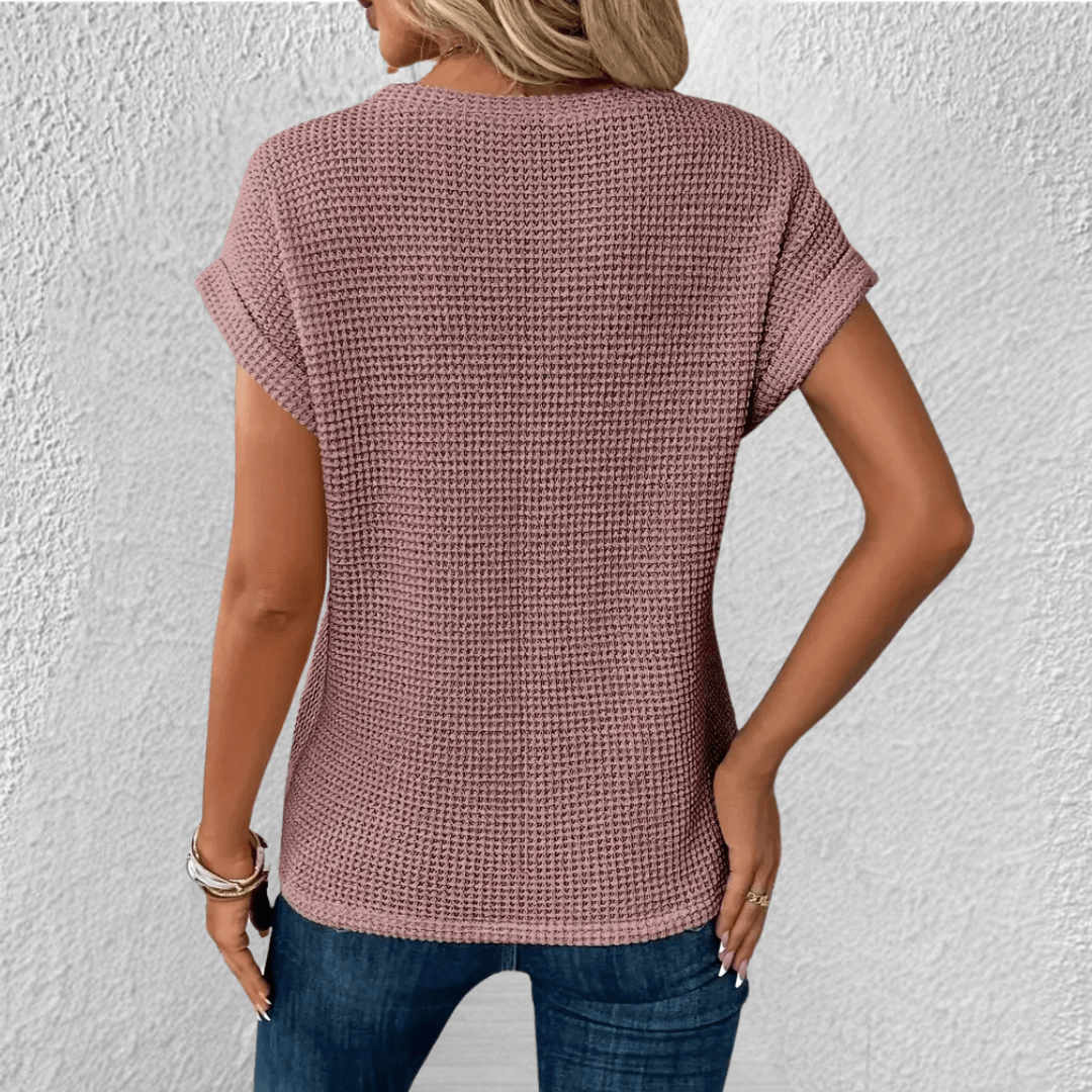 Image of Mona | Dame Twist Front Vaffelstrikket Top