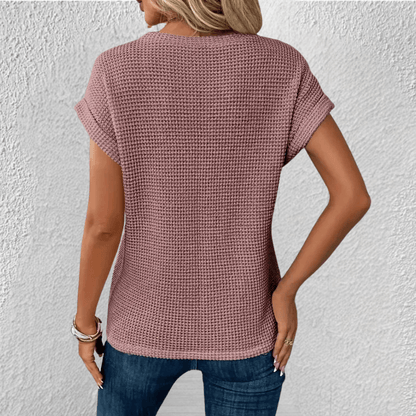Image of Mona | Dame Twist Front Vaffelstrikket Top