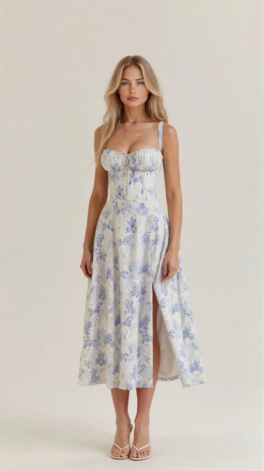Maya | Robe bustier élégante et florale à la taille - Image 1