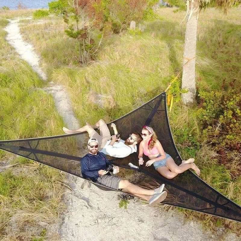 Multi-Person Camping Hængekøje med 3-Punkts Ankersystem
