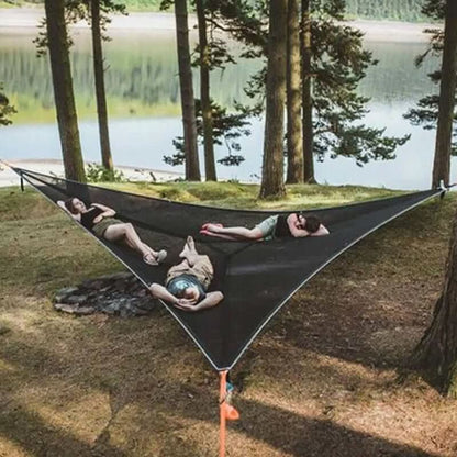 Multi-Person Camping Hængekøje med 3-Punkts Ankersystem