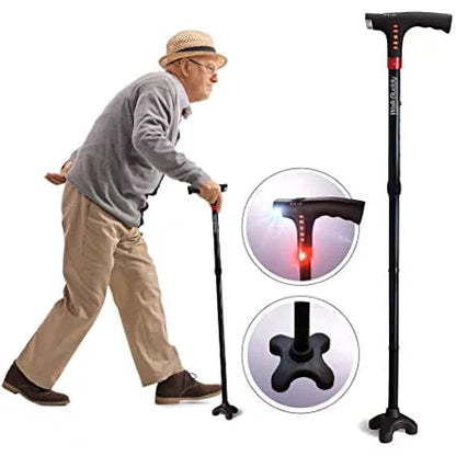 Multifunktionel Sammenklappelig LED Gåstang