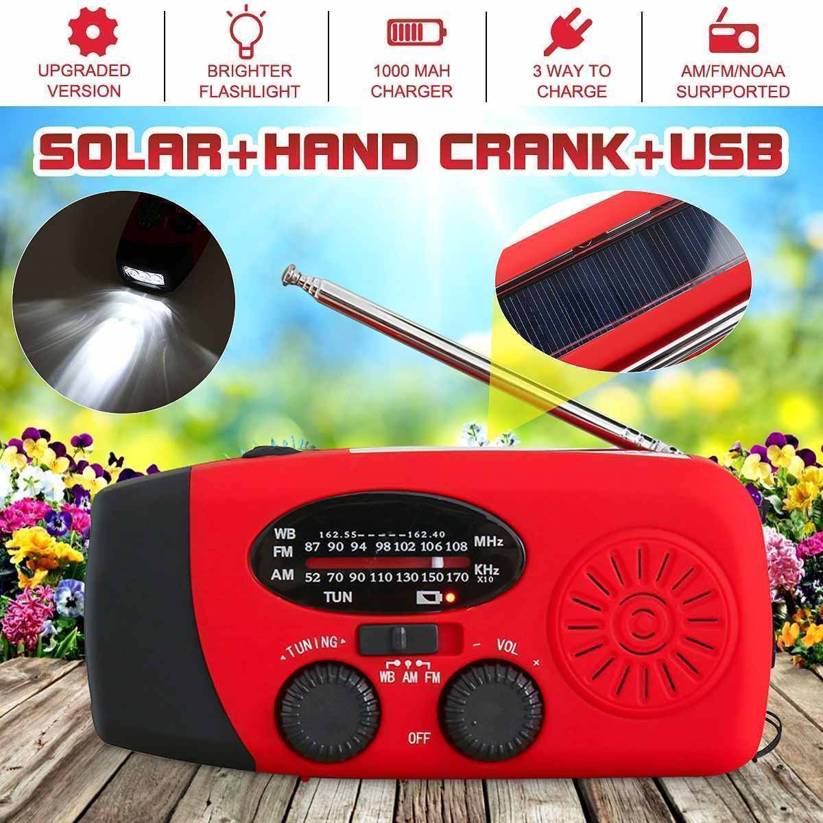 Nød håndsving radio med lommelygte og powerbank