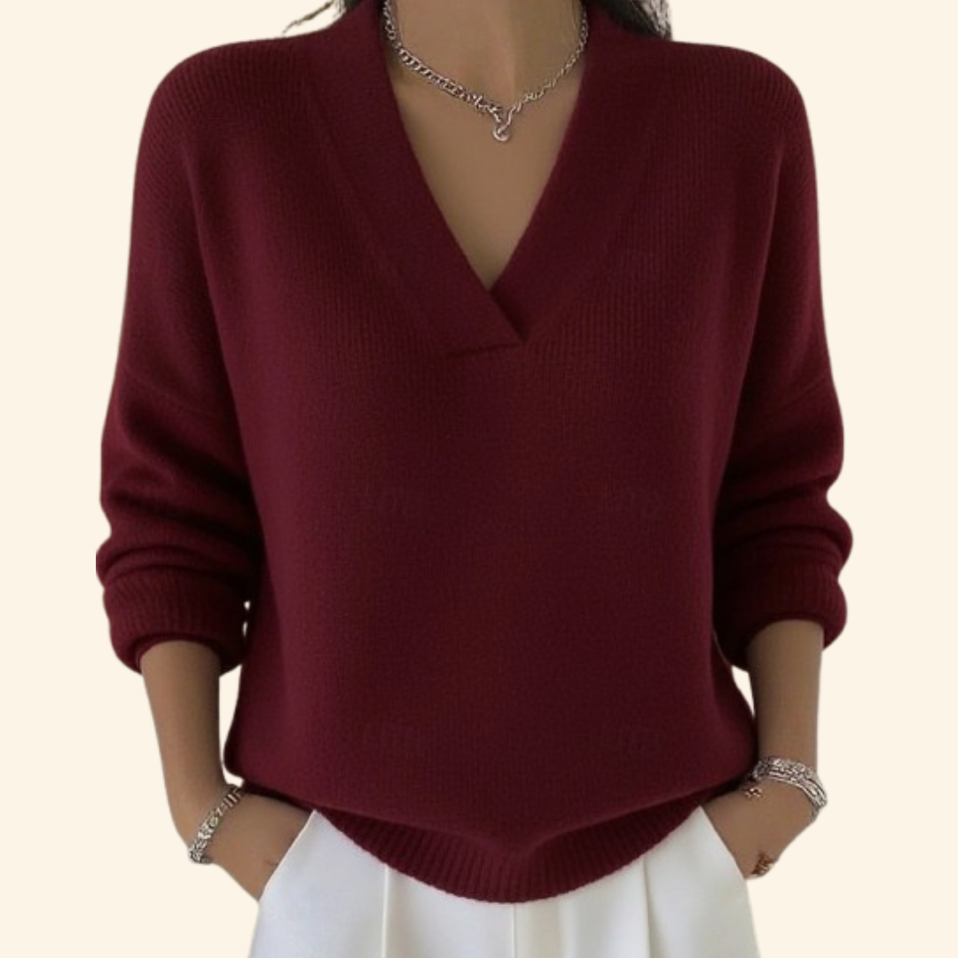 Image of Nadine | Dame V-hals Løstsiddende Sweater