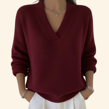Image of Nadine | Dame V-hals Løstsiddende Sweater