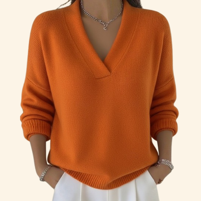 Image of Nadine | Dame V-hals Løstsiddende Sweater