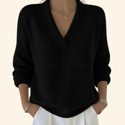 Image of Nadine | Dame V-hals Løstsiddende Sweater
