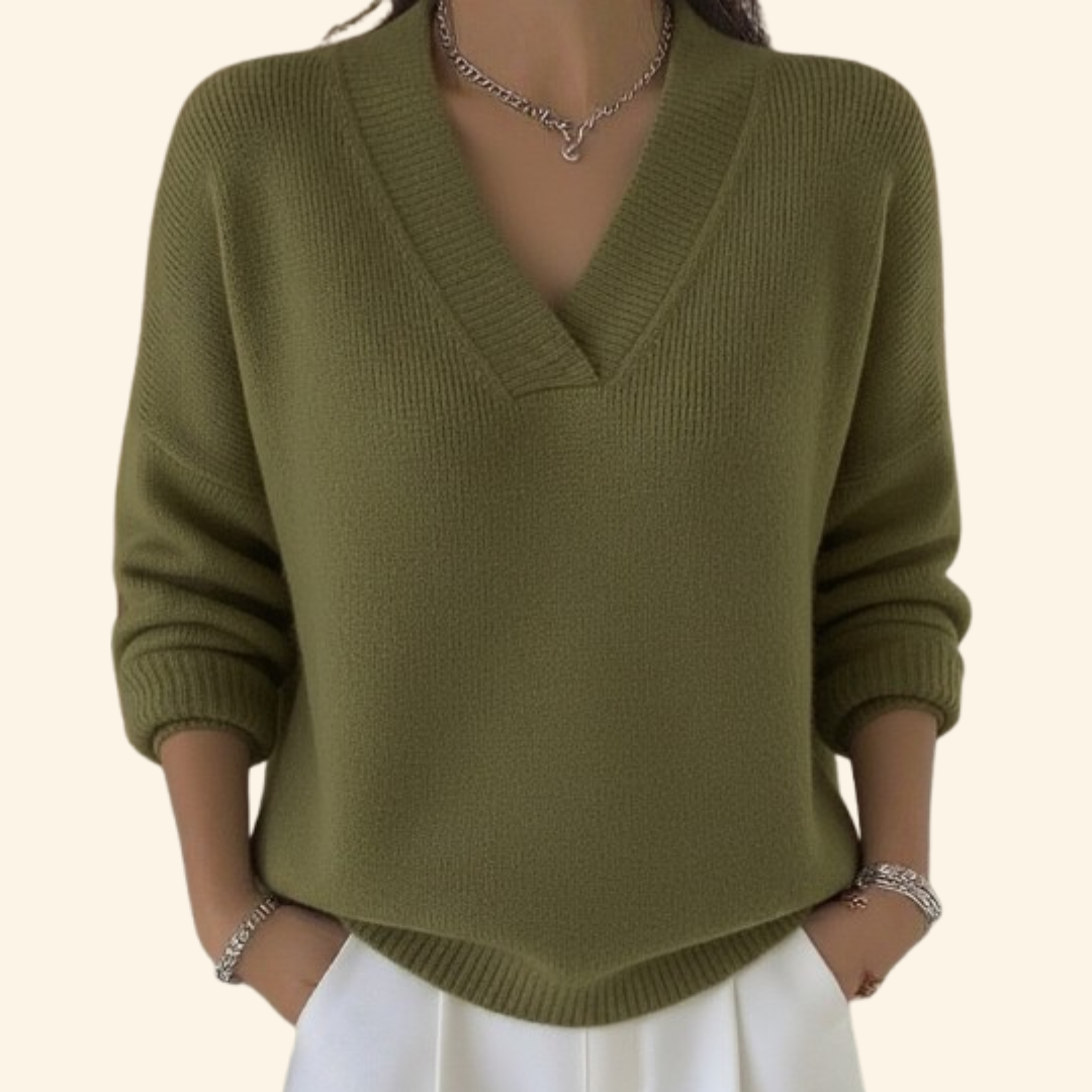 Image of Nadine | Dame V-hals Løstsiddende Sweater
