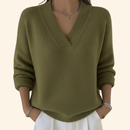 Image of Nadine | Dame V-hals Løstsiddende Sweater