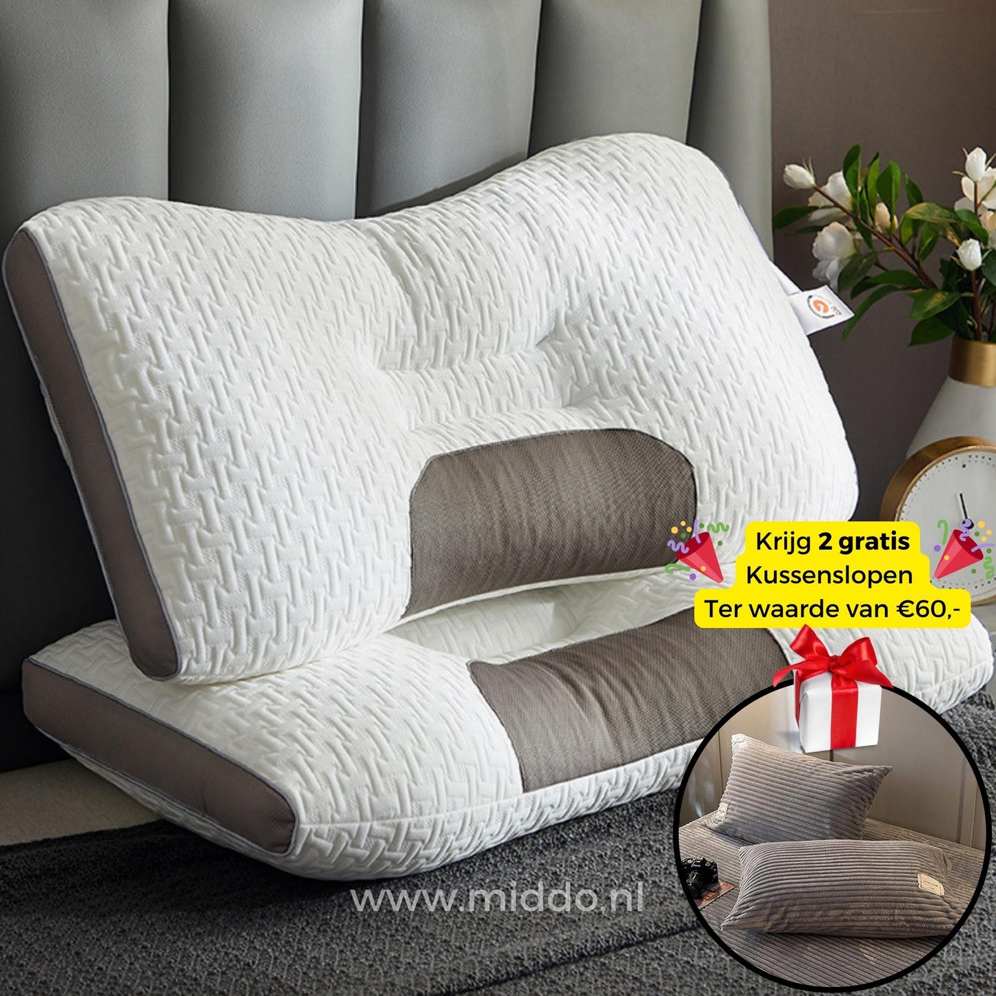 Nakkestøttepude til ryg- og sidesovere: DreamGuard Pro™ + Gratis fløjlsfleece pudebetræk!