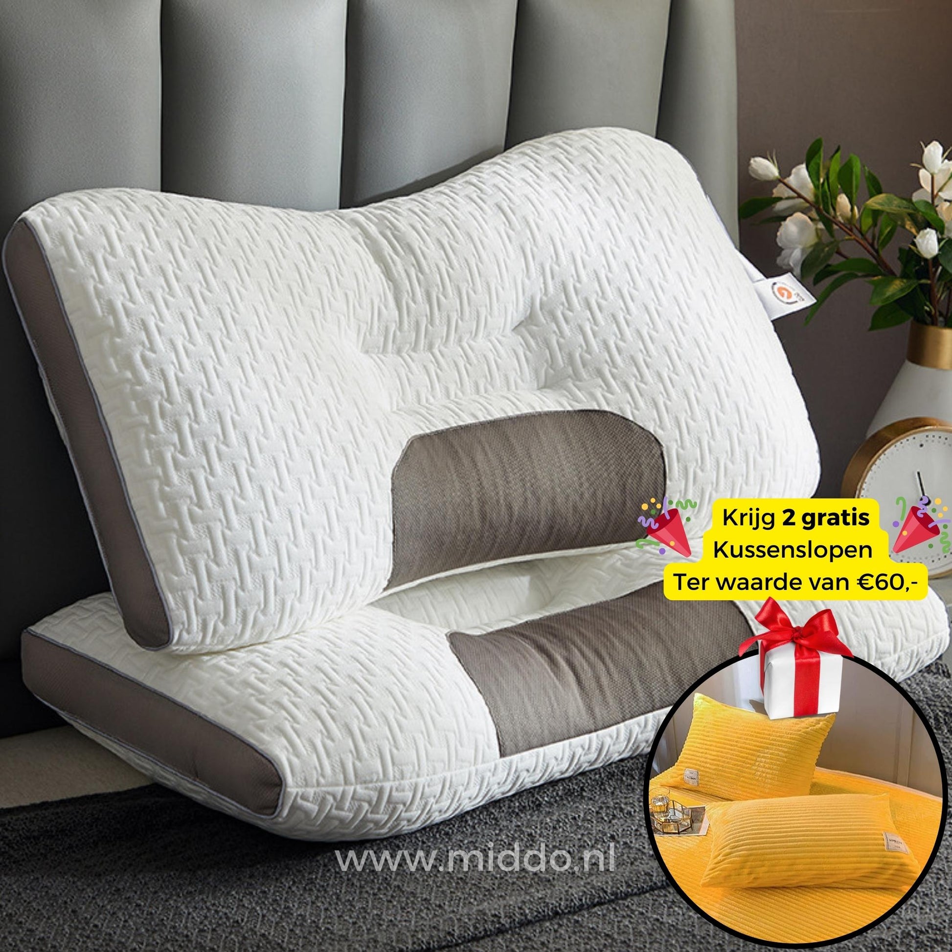 Nakkestøttepude til ryg- og sidesovere: DreamGuard Pro™ + Gratis fløjlsfleece pudebetræk!