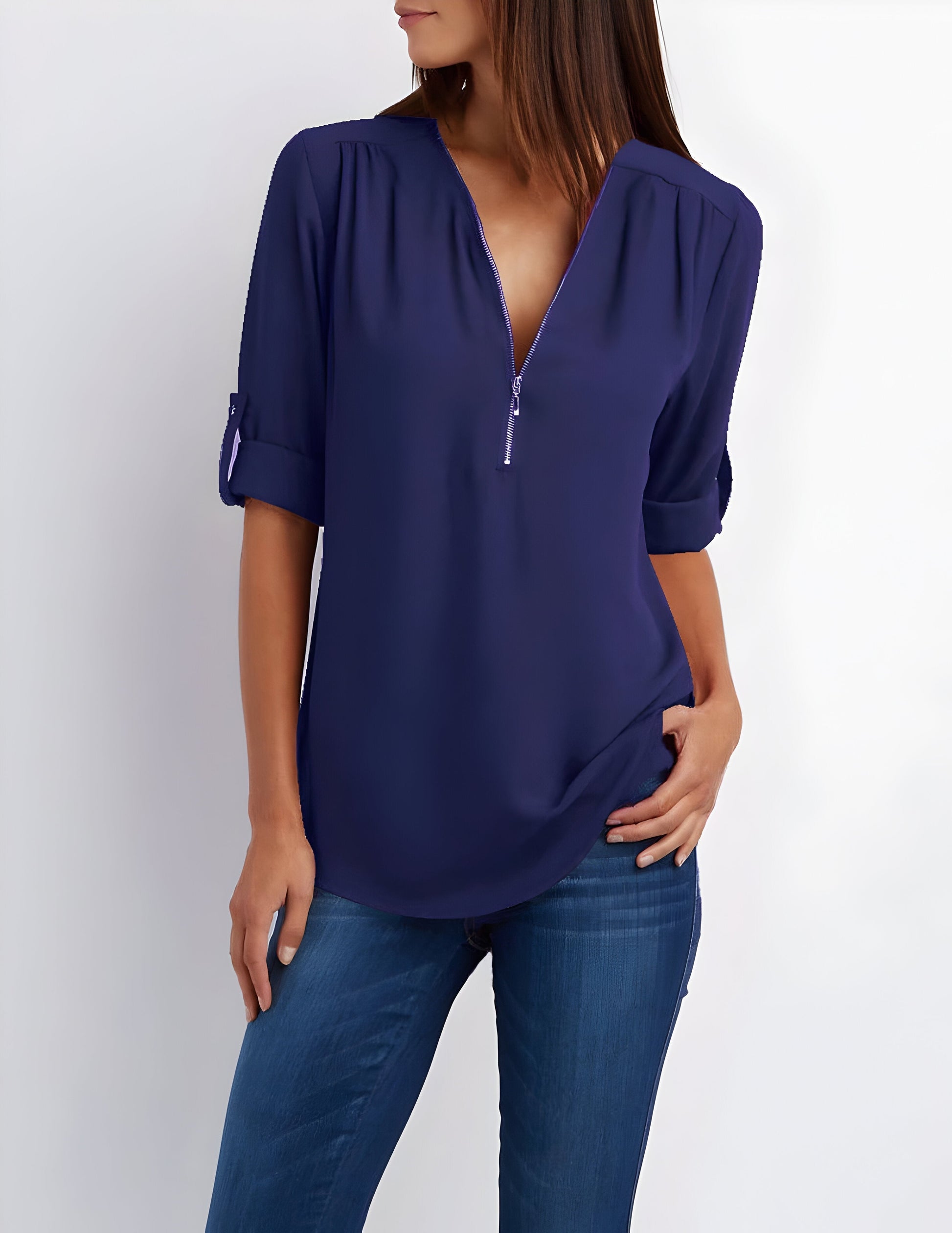 Image of Nora | Dame Bluse med Oprullede Ærmer