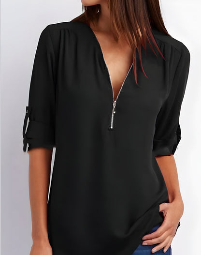 Image of Nora | Dame Bluse med Oprullede Ærmer