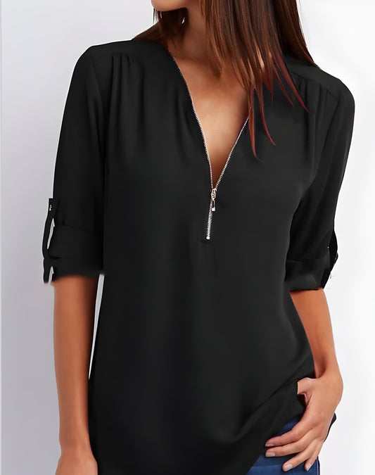 Image of Nora | Dame Bluse med Oprullede Ærmer