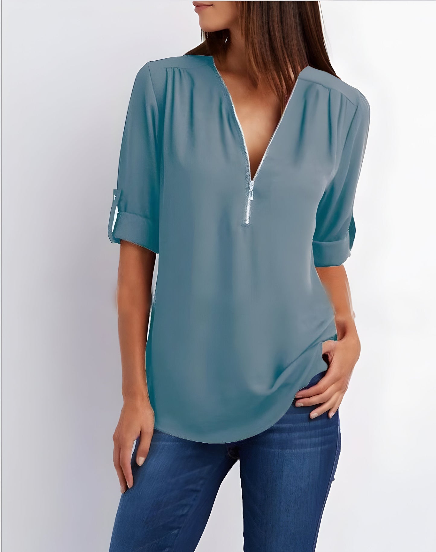 Image of Nora | Dame Bluse med Oprullede Ærmer