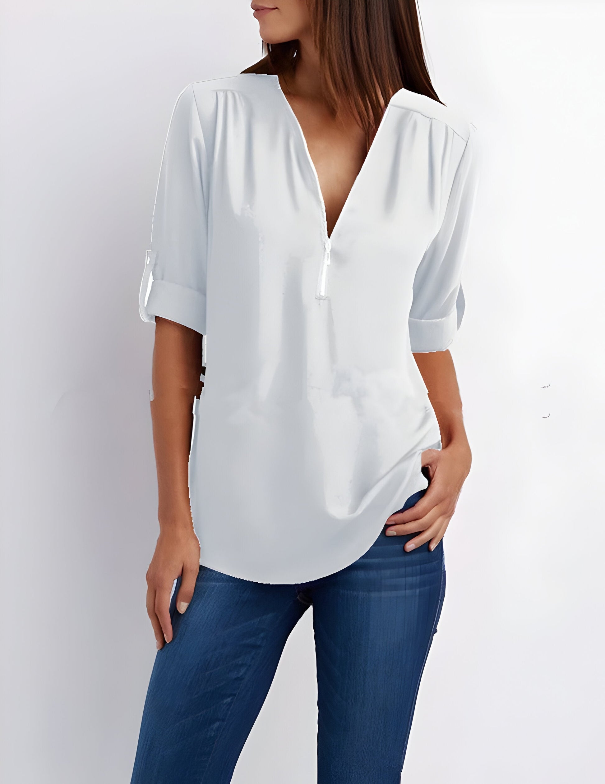 Image of Nora | Dame Bluse med Oprullede Ærmer