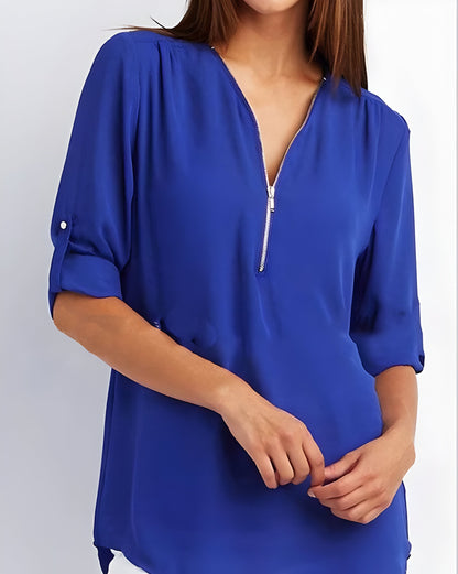 Image of Nora | Dame Bluse med Oprullede Ærmer