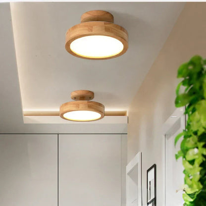 NordicGlo - Rund Skandinavisk Massiv Træ Loftlampe