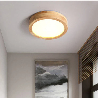 NordicGlo - Rund Skandinavisk Massiv Træ Loftlampe