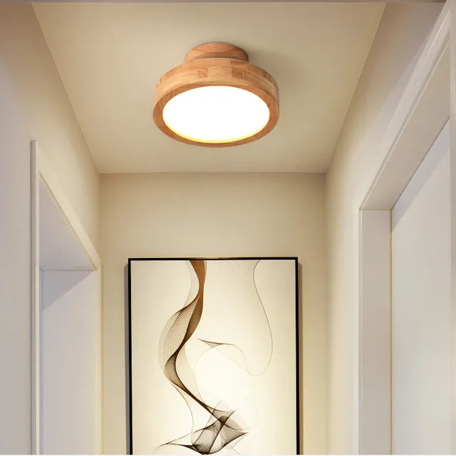 NordicGlo - Rund Skandinavisk Massiv Træ Loftlampe