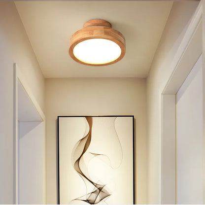 NordicGlo - Rund Skandinavisk Massiv Træ Loftlampe