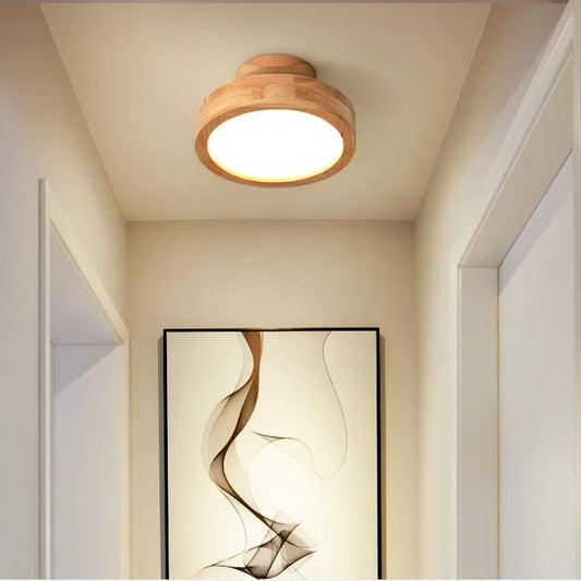 NordicGlo - Rund Skandinavisk Massiv Træ Loftlampe