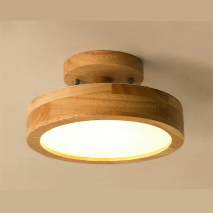 NordicGlo - Rund Skandinavisk Massiv Træ Loftlampe