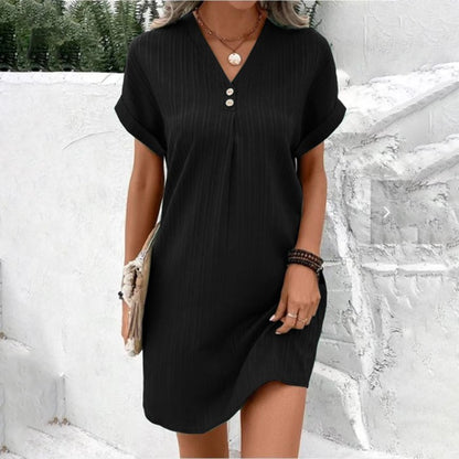 Image of Oddveig | Dame V-Hals Mini T-Shirt Kjole