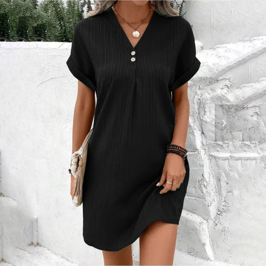 Image of Oddveig | Dame V-Hals Mini T-Shirt Kjole