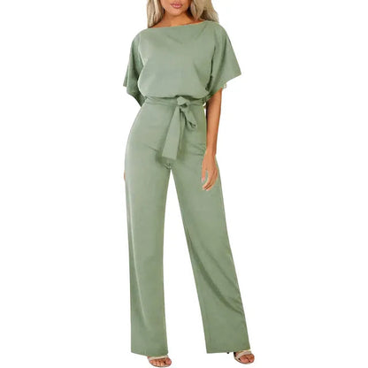 Image of Olea | Dame Bredbenet Jumpsuit med Bælte