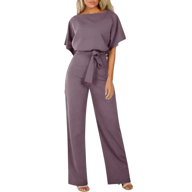 Image of Olea | Dame Bredbenet Jumpsuit med Bælte