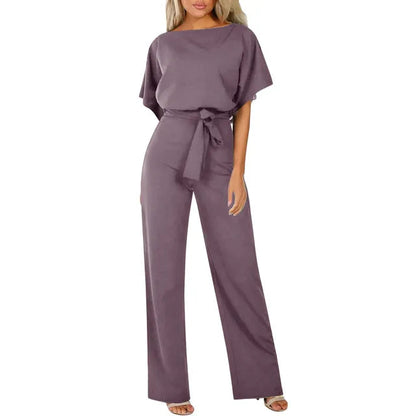 Image of Olea | Dame Bredbenet Jumpsuit med Bælte
