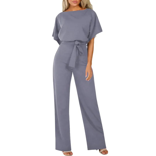 Image of Olea | Dame Bredbenet Jumpsuit med Bælte