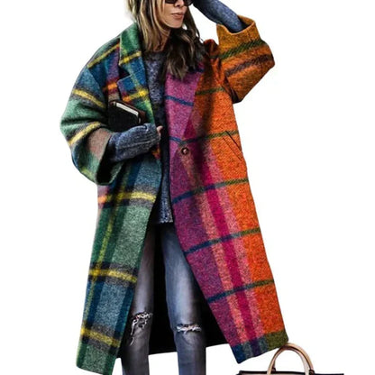 Zélie | Manteau long et élégant à carreaux - Image 1