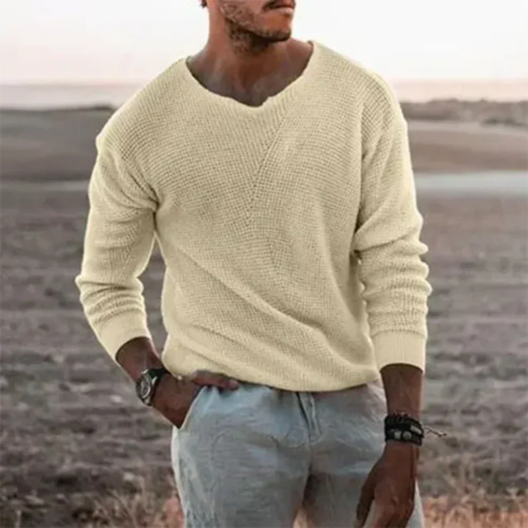 Jean | Pull Homme Manches Longues Col V - Image 1