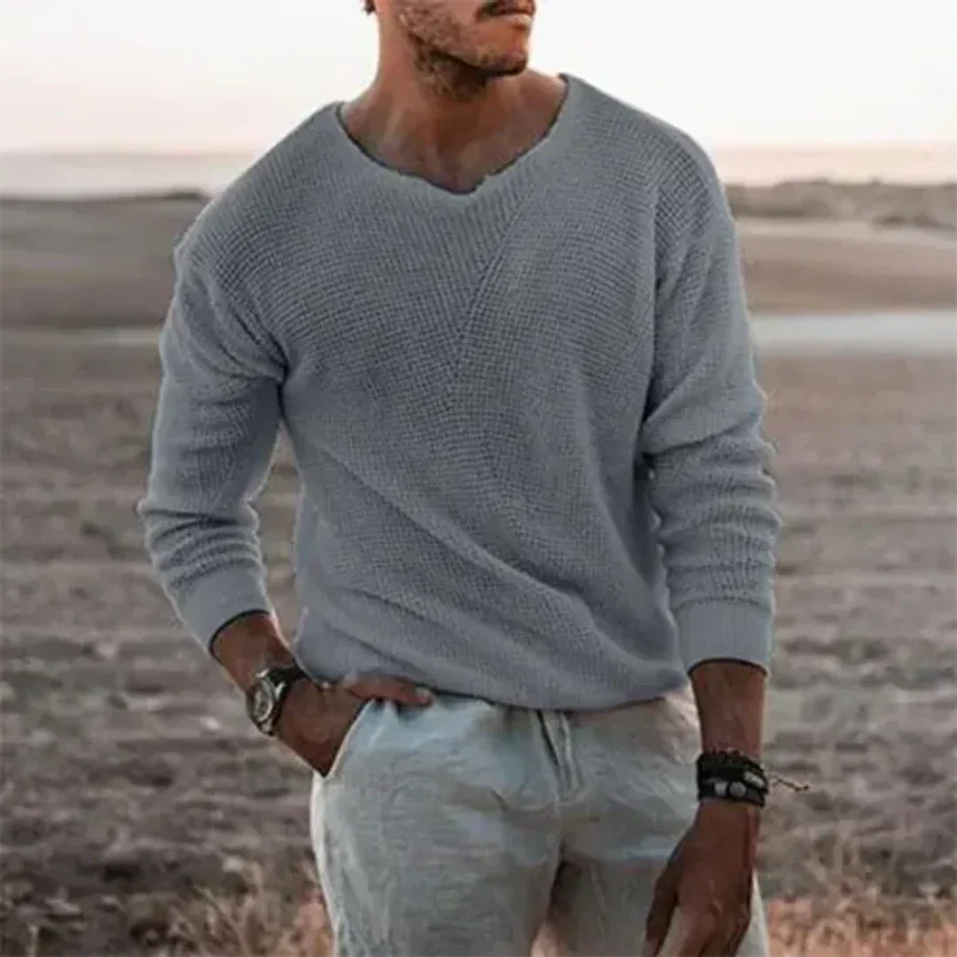 Jean | Pull Homme Manches Longues Col V - Image 3