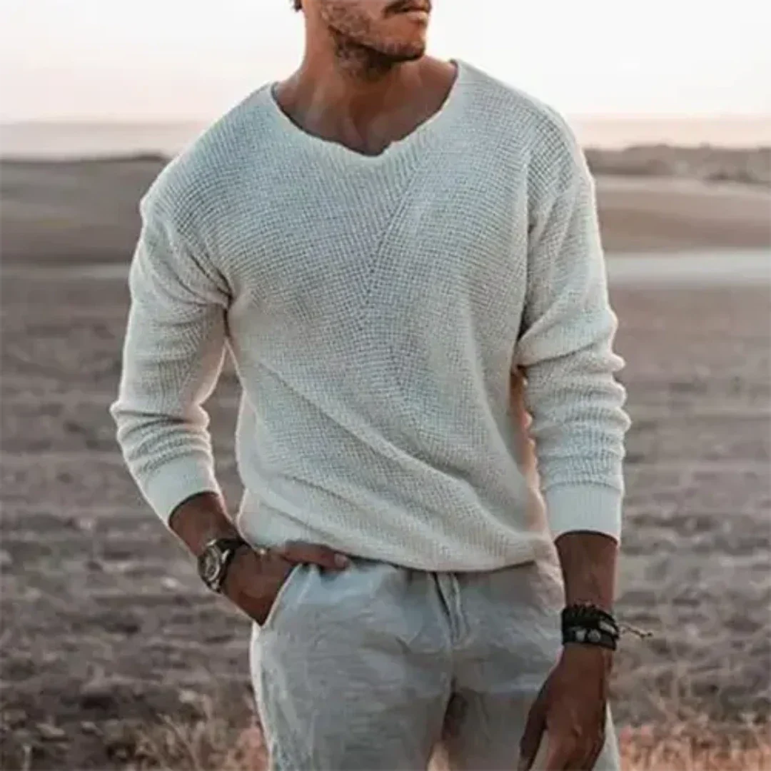 Jean | Pull Homme Manches Longues Col V - Image 5