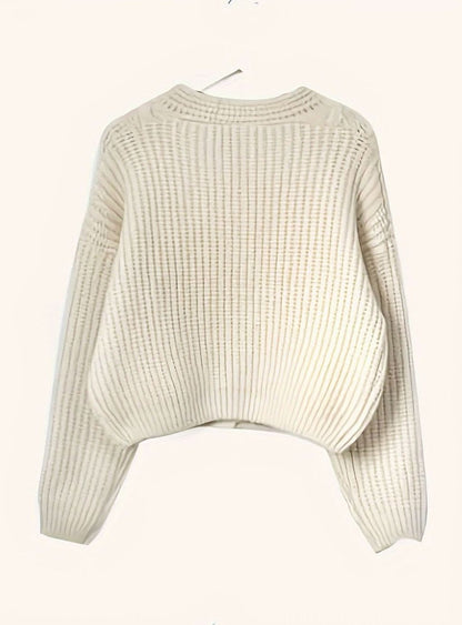Oversized kabelstrikket cardigan med knapper til damer