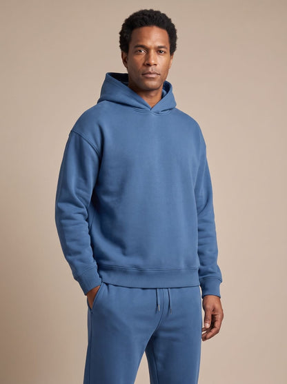 Oversized sweatsæt i fleece med hættetrøje og joggingbukser til mænd