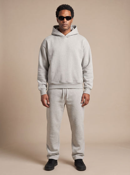 Oversized sweatsæt i fleece med hættetrøje og joggingbukser til mænd