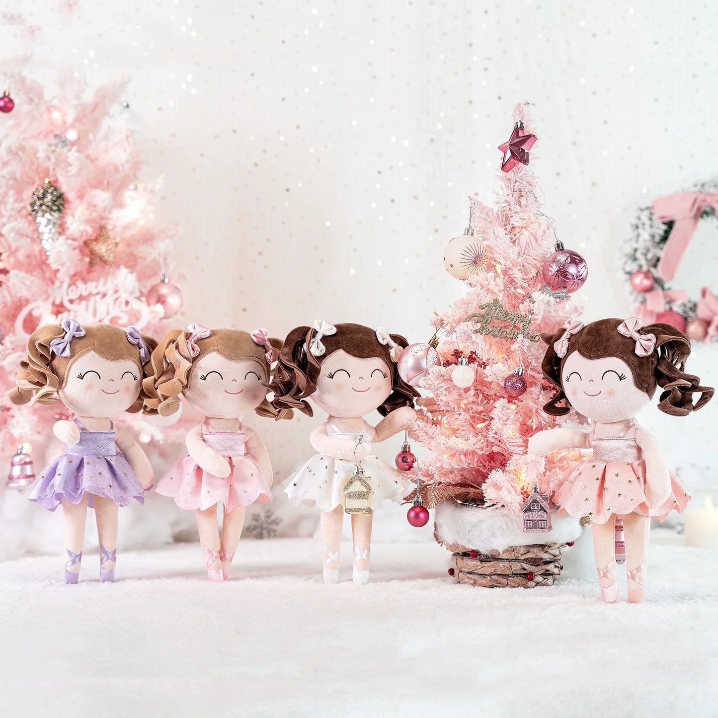 Pige Ballerina Plush Dukke - Blød Fyldt Legetøj med Krone & Tutu