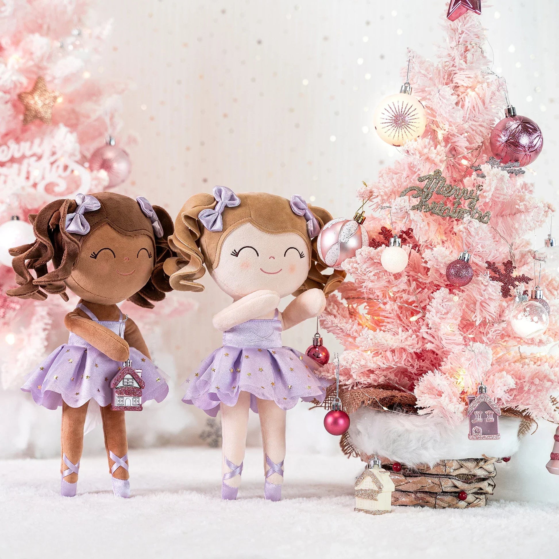 Pige Ballerina Plush Dukke - Blød Fyldt Legetøj med Krone & Tutu