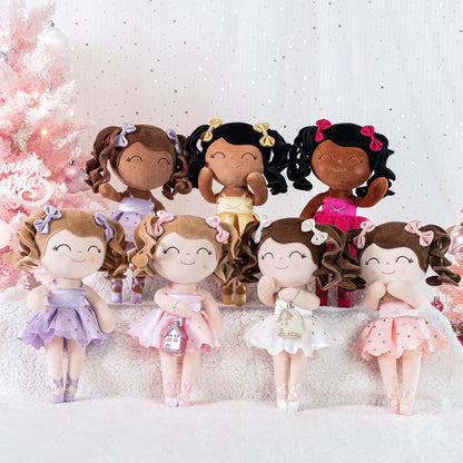 Pige Ballerina Plush Dukke - Blød Fyldt Legetøj med Krone & Tutu